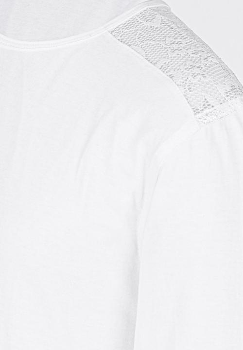 Rebel Republic - Lace Inset Tee White