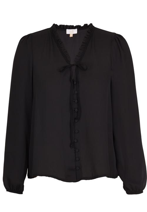 edit - Covered Button Blouse Black