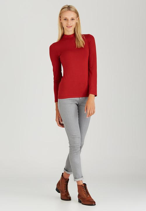c(inch) - Turtle Neck Long Sleeve Top Orange