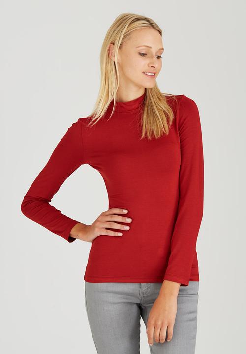 c(inch) - Turtle Neck Long Sleeve Top Orange