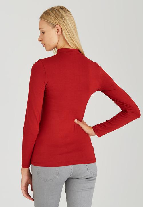 c(inch) - Turtle Neck Long Sleeve Top Orange