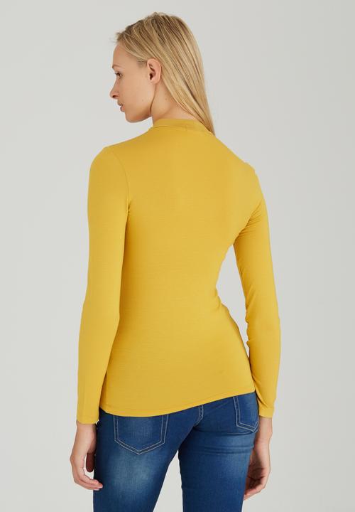 c(inch) - Turtle Neck Long Sleeve Top Yellow