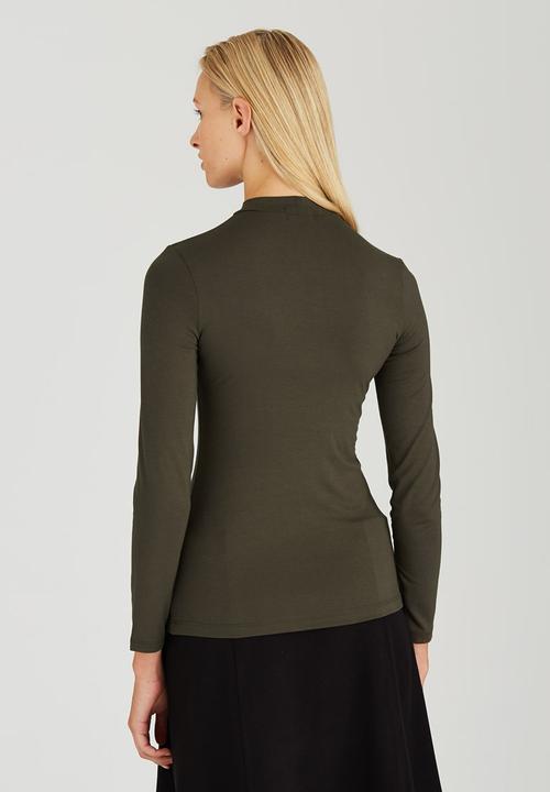 c(inch) - Turtle Neck Long Sleeve Top Khaki Green