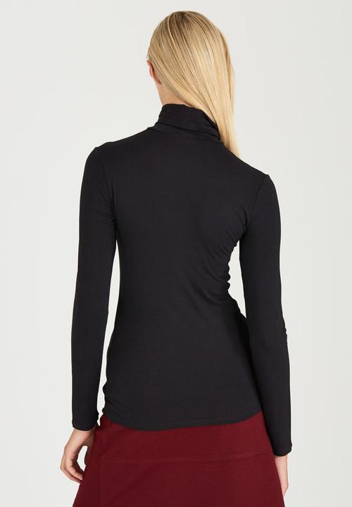 c(inch) - Long Sleeve Polo Neck Top Black