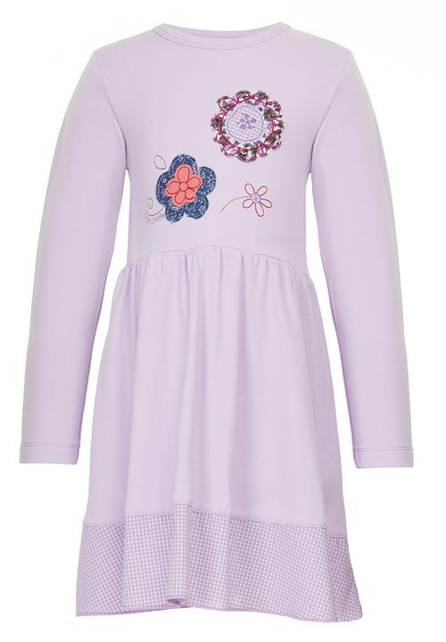 Just chillin - Flower Applique Dress Pale Purple