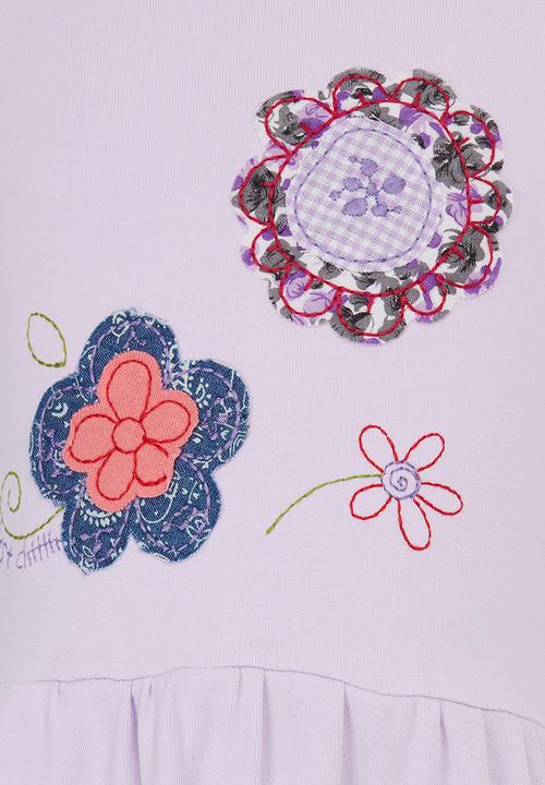 Just chillin - Flower Applique Dress Pale Purple