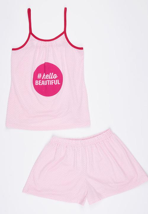 Rebel Republic - Printed Pyjama Set Pale Pink