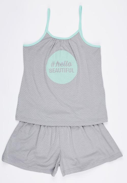 Rebel Republic - Printed Pyjama Set Grey