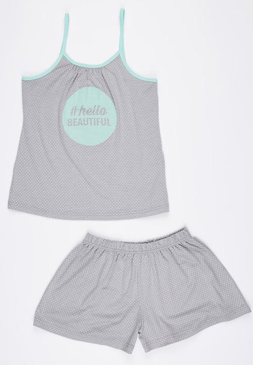 Rebel Republic - Printed Pyjama Set Grey
