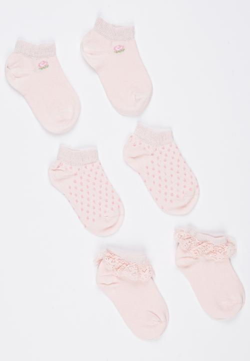 Soobe - 3 Piece Girl Socks Pale Pink