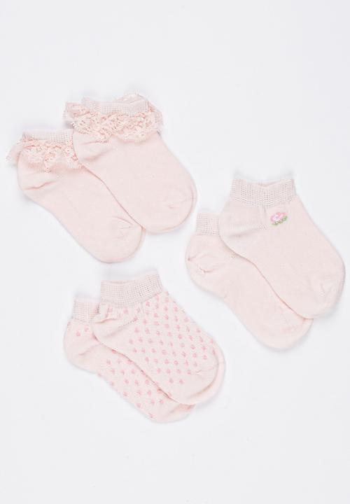 Soobe - 3 Piece Girl Socks Pale Pink