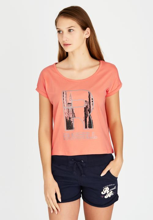 Russell Athletic - Wide Neck Photo Tee Coral