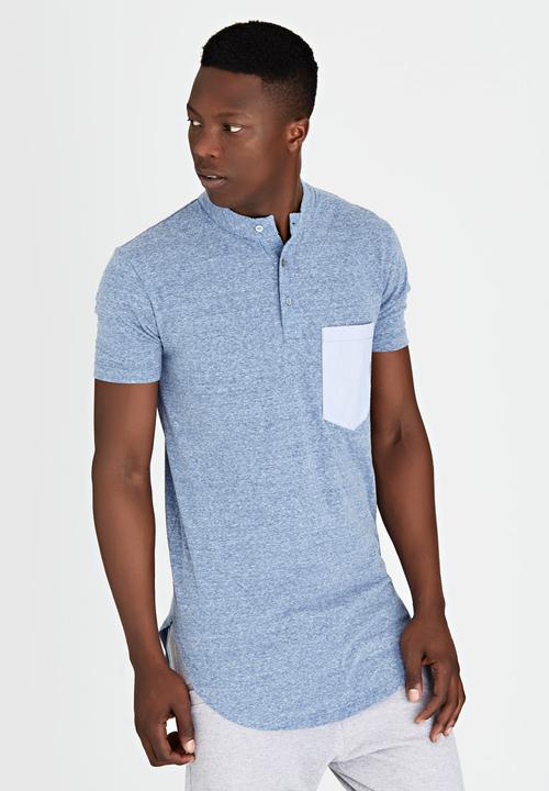 Resist - Plain Henley T-shirt Blue