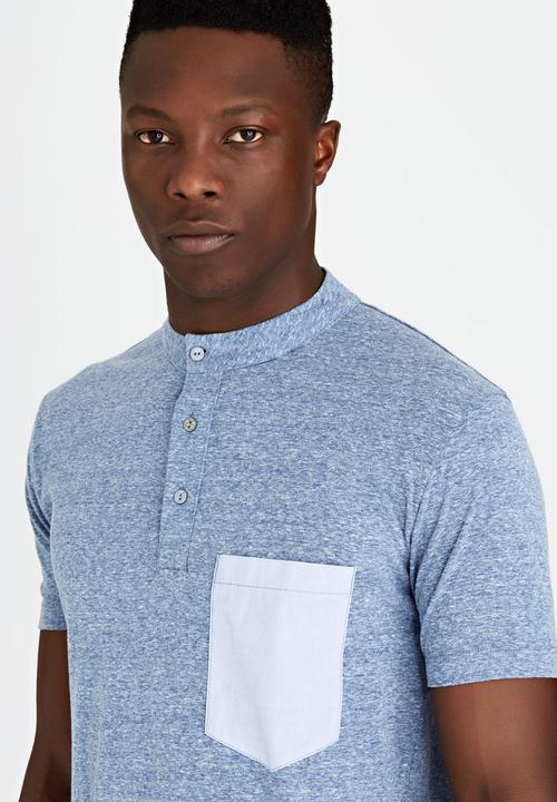 Resist - Plain Henley T-shirt Blue