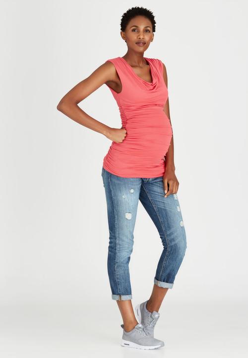 Me-a-mama - Glamour Cowl Neck Top Coral