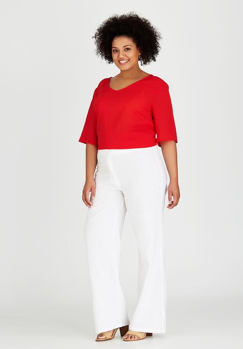 edit Plus - Basic V-Neck T-shirt Red