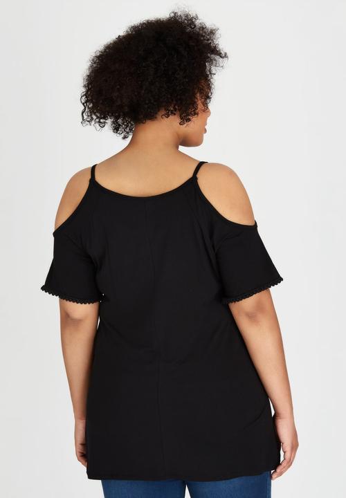 STYLE REPUBLIC PLUS - Cold Shoulder T-shirt Black