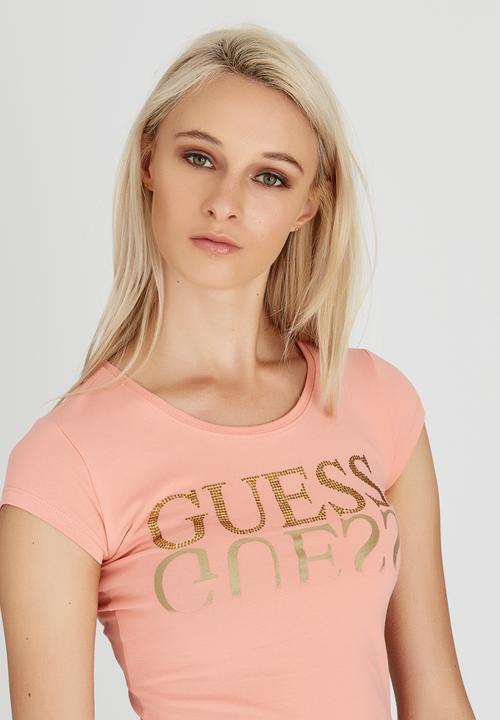 GUESS - Mirrored Logo Tee Coral