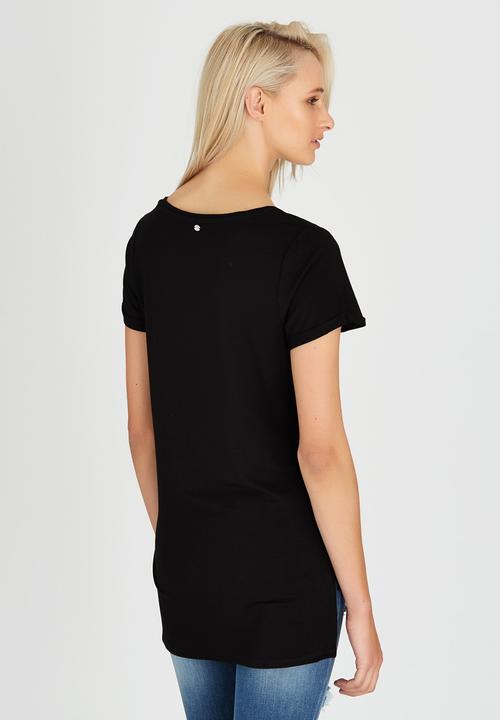 GUESS - Rolled Tina Longline Tee Black