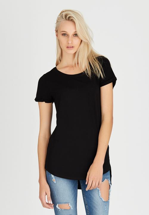 GUESS - Rolled Tina Longline Tee Black