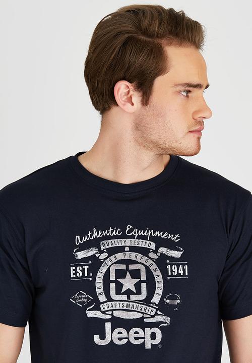JEEP - Short Sleeve Printed T-Shirt Navy