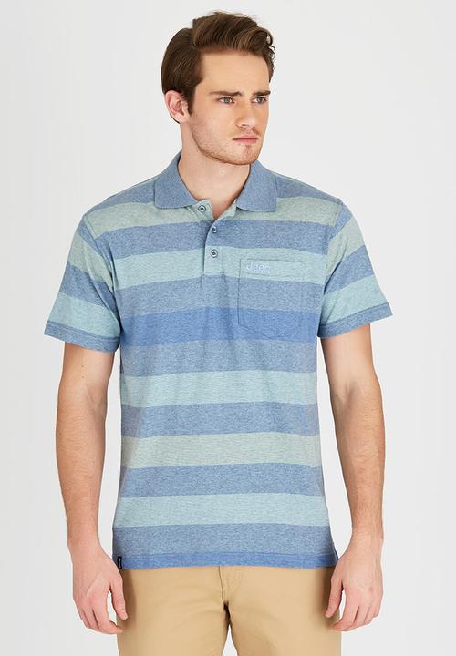 JEEP - Short Sleeve Yarn Dyed Golfer Blue