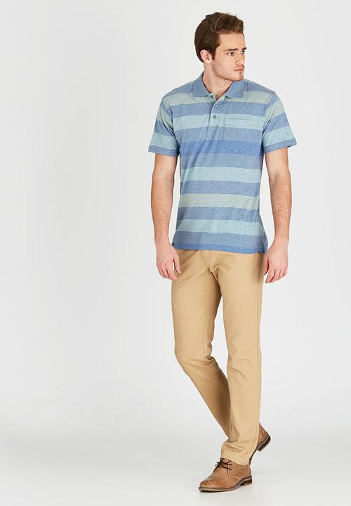 JEEP - Short Sleeve Yarn Dyed Golfer Blue