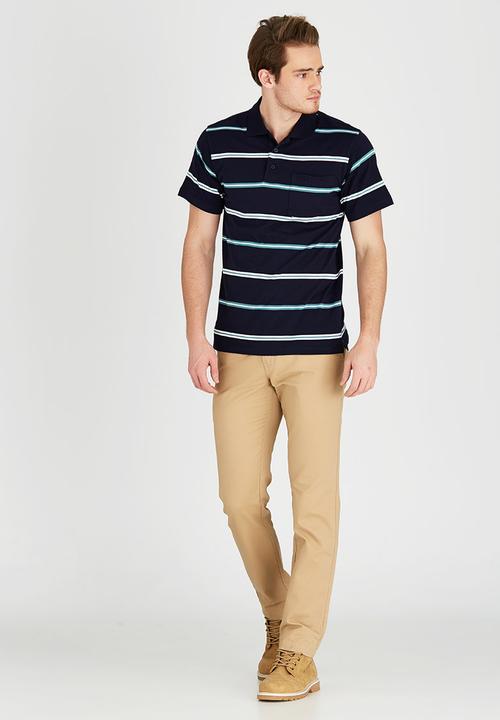 JEEP - Short Sleeve Yarn Dye Golfer Navy