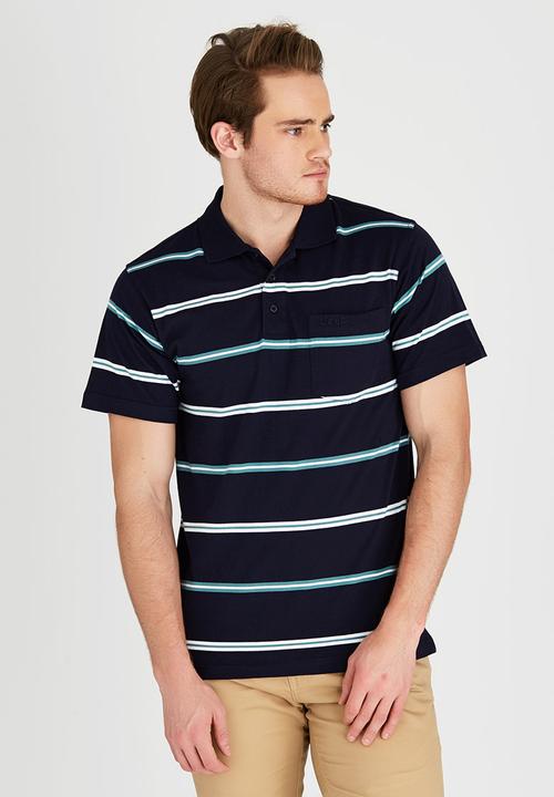 JEEP - Short Sleeve Yarn Dye Golfer Navy