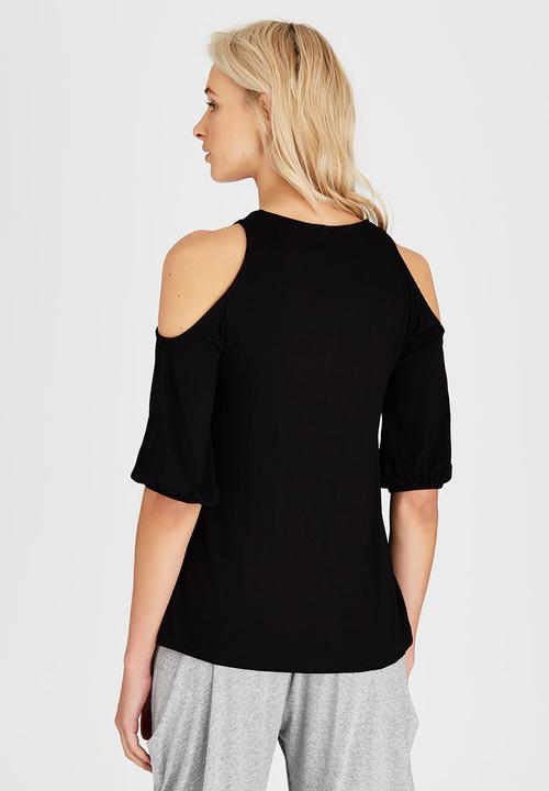 Slick - Cold Shoulder Top Black
