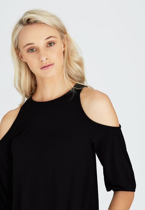 Slick - Cold Shoulder Top Black