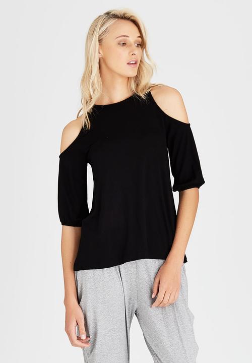 Slick - Cold Shoulder Top Black