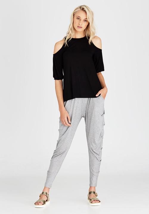 Slick - Cold Shoulder Top Black