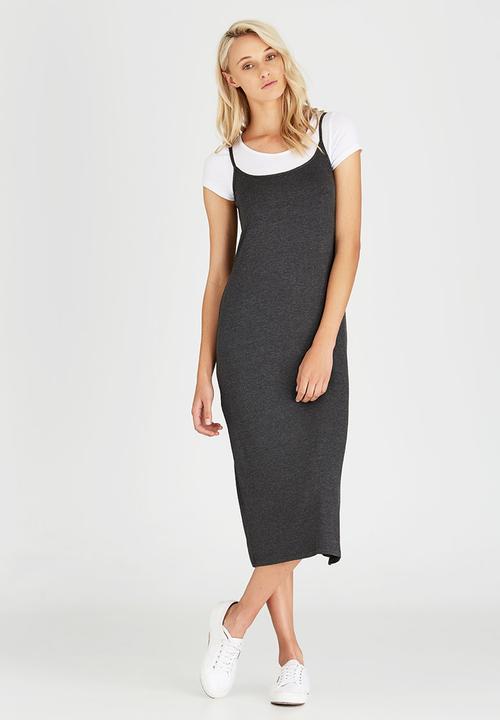 dark grey slip dress