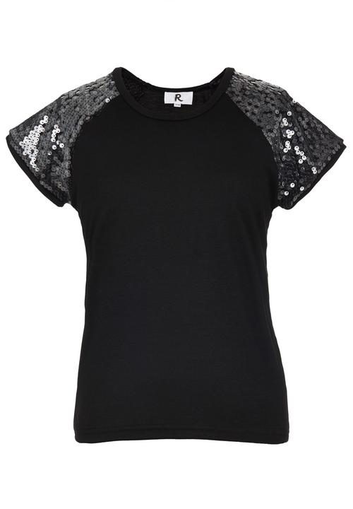 Rebel Republic - Sequins Sleeves Tee Black