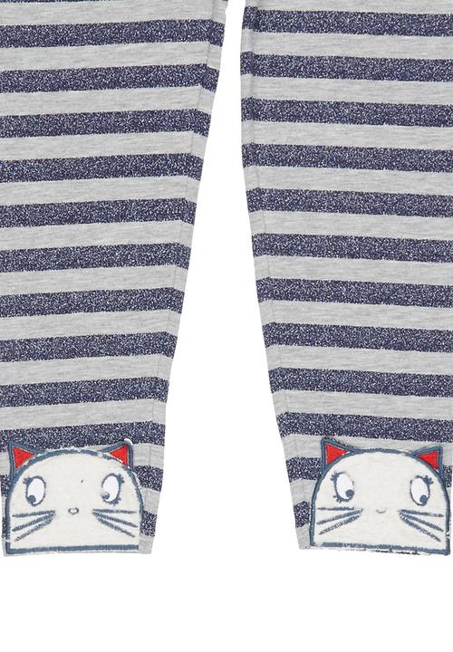 Soobe - Printed Leggings Blue and Grey