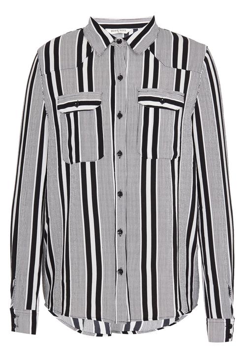 Brave Soul - Vertical Stripe Shirt Black and White