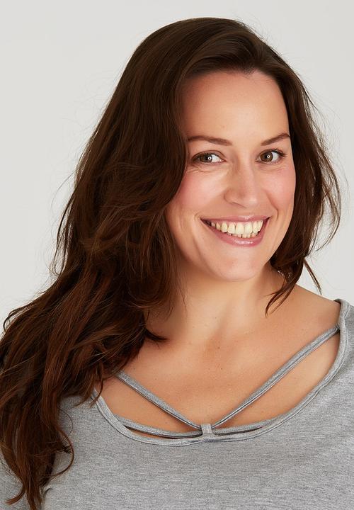edit Plus - Neckline Detail Top Grey