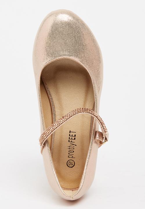 Pretty Feet - Glitter Kitten Heel Pump Gold
