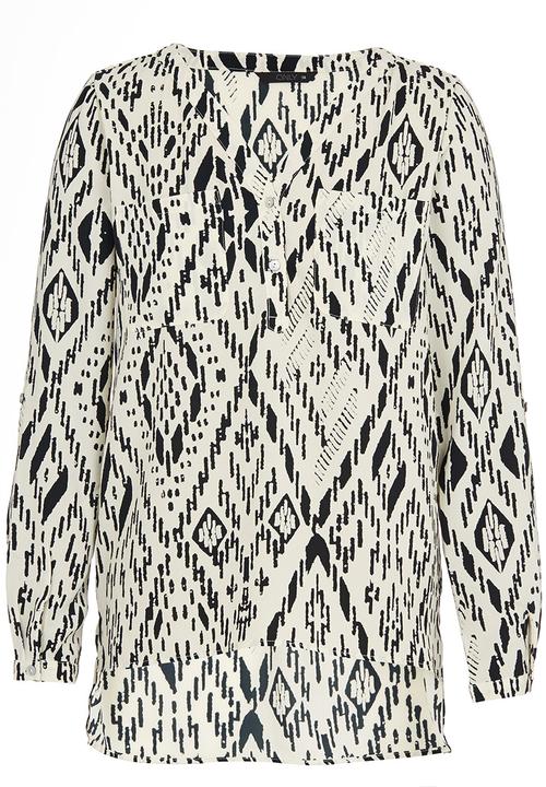 ONLY - Tribal Tiles Print Long Sleeve Shirt Black and White