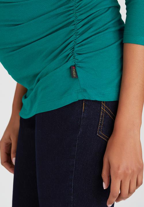 Cherry Melon - 3/4 Sleeve Side Gauge Top Green
