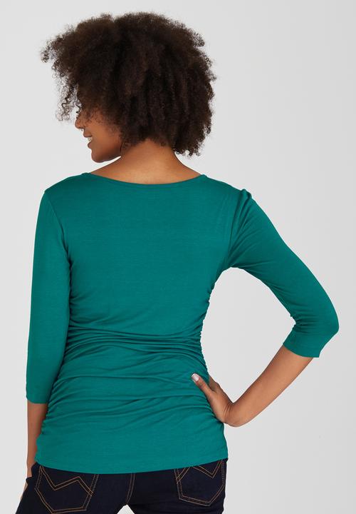 Cherry Melon - 3/4 Sleeve Side Gauge Top Green