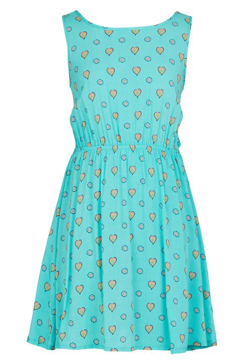 Pop Candy - Woven Viscose Tie Back Dress Turquoise