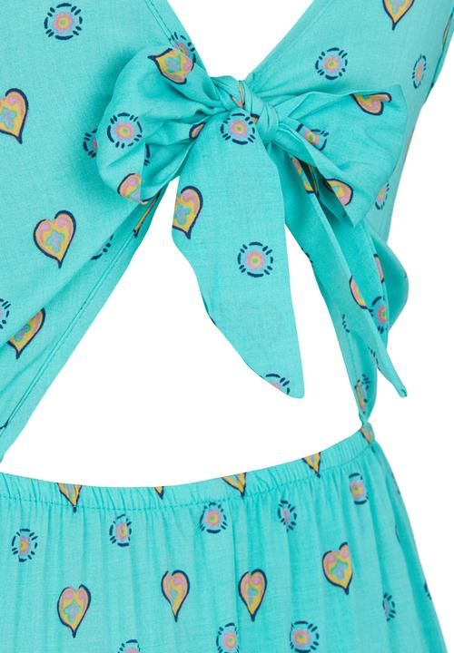 Pop Candy - Woven Viscose Tie Back Dress Turquoise