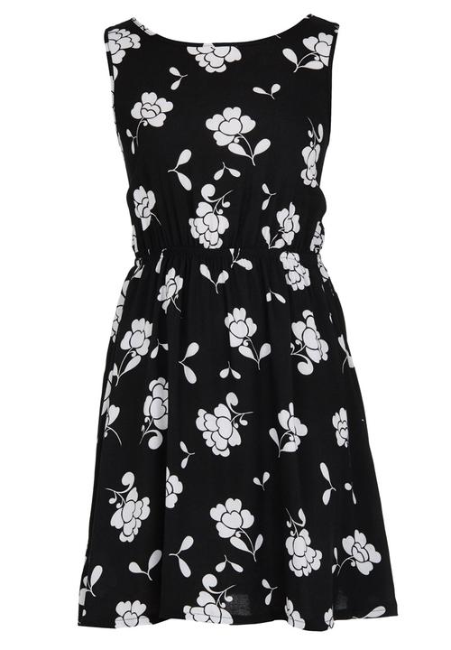 Pop Candy - Woven Viscose Tie Back Dress Black