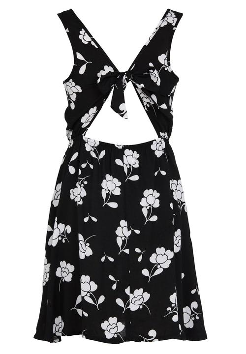 Pop Candy - Woven Viscose Tie Back Dress Black
