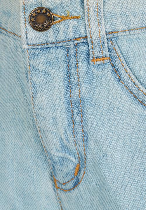 Pop Candy - Bleached Denim Shorts Pale Blue