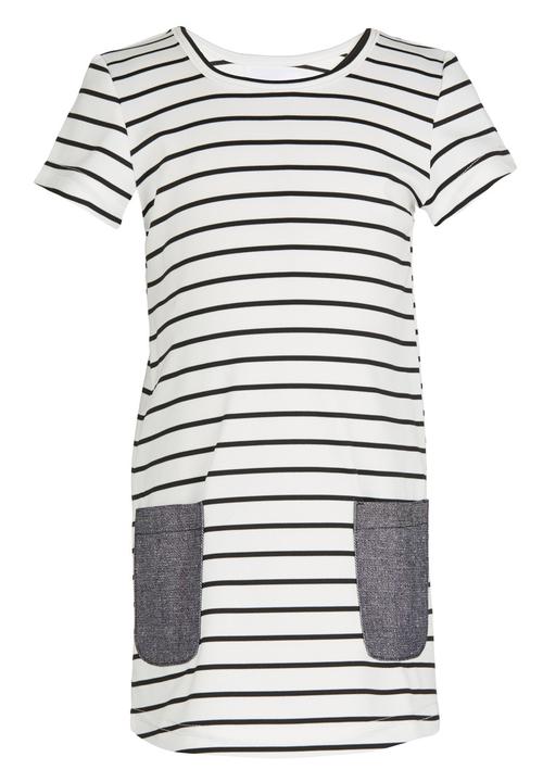 See-Saw - Shift Dress with Contract Pockets Black and White