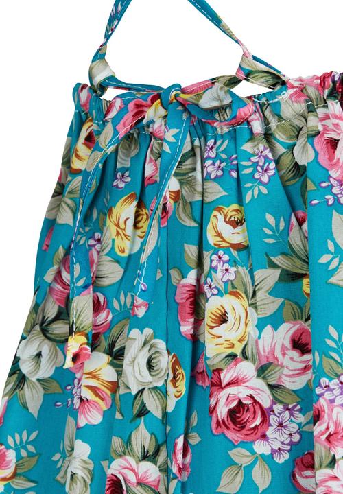 Pop Candy - Light Blue Floral Dress Pale Blue