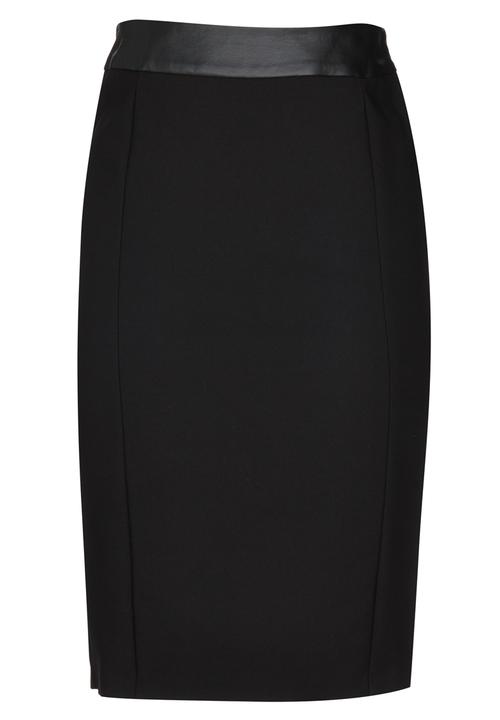 edit - Pencil Skirt with Leatherette Waistband Black